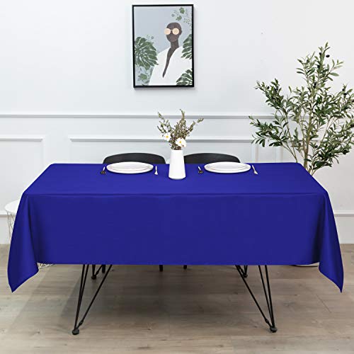 Image of sancua Rectangle Tablecloth - 90 x 156 Inch - Stain and Wrinkle Resistant Washable Polyester Table Cloth, Decorative Fabric Table Cover for Dining Tables, Buffet Parties and Camping, Blue