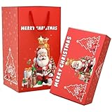 MeevrgR Faltbare Weihnachtsüberraschungs-Explosionsbox mit hüpfendem Konfetti, Papierkonstruktion für Karten, Bargeld oder kleine Geschenke, rot/grüne Variante, 21 x 13 x 9,3 cm