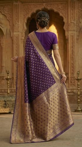 Image of C J Enterprise Women's Pure Soft Silk Saree With Blouse Piece For Wedding (Priya)