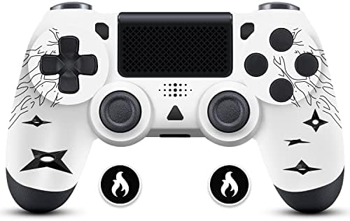 Custom PS-4 Controller Wireless, FTFVaska Bluetooth Controller PS4 Gaming Gamepad Compatible with PS-4/Slim/Pro, PS4 Remote Controllers Game Joystick (White Eye)