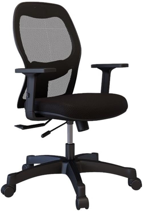 BOWERY HILL Set of Black Mesh Back Chair and Desk in Navy/Platinum Oak
