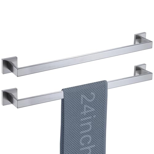LANC 24 Inche Bath Towel Bars 2 Pack Brushed Nickel Bathroom Towel Rail Square Towel Racks Kitchen Towel Holders Stainless Steel Wall Mount Towel Hanger Towel Rods,A8804-6BN