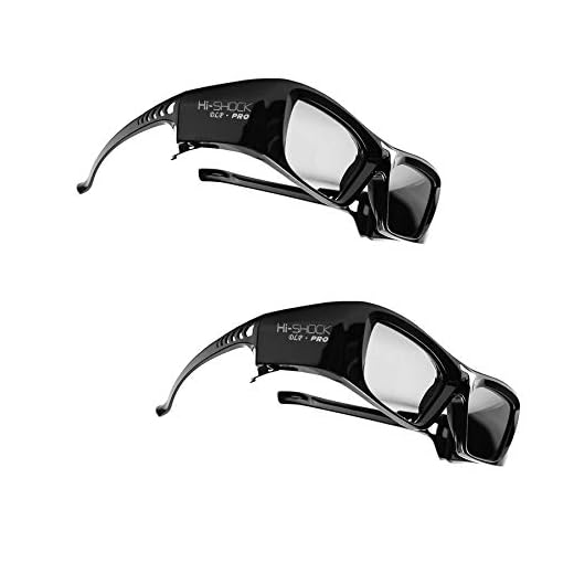 2x Hi-SHOCK DLP Pro 7G Black Diamond | DLP Link 3D-glasögon kompatibla med DLP 3D-projektorer från Acer, BenQ, Viewsonic, Optoma, LG [Shutter-glasögon | 96-200 Hz - uppladdningsbara | DLP Link]