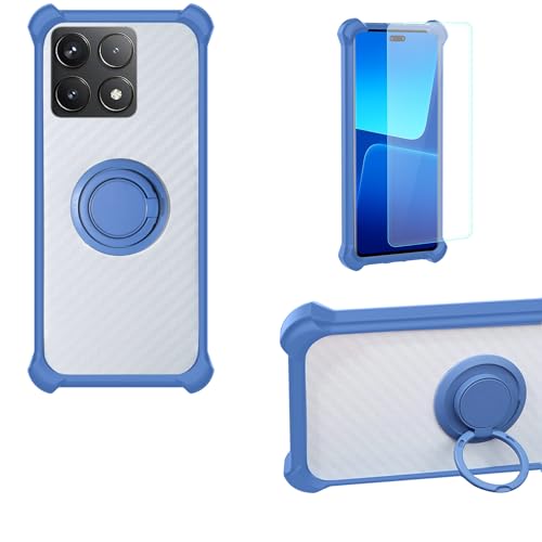 jioeuinly Case Compatible for Poco F6 Pro Phone Case Cover PC backplane + Silicone Soft Frame Cover [360 Metal Ring, Magnetic Car Mount] CSKB-LAN