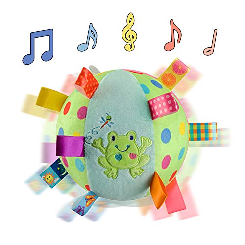 Yijie Baby Soft Crécelle - Toutou Multi sensorielle Jouet - Bébé Boule sensorielle avec Chiming Bell - pour Les bébés, Les Tout-Petits, Les Enfants (Grenouille Verte) Cover