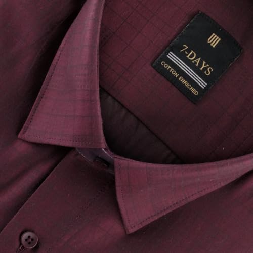 Image of 7-DAYS Premium Men's Formal Shirts - Cotton Rich, Textured Self-Design, Full Sleeve, Regular Fit, Wrinkle Resistant, with Pocket - Perfect for Office