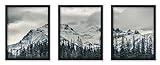 Poster Master 3-Piece Snowy Mountain Print - Forest Poster - Winter Photography Art - Modern Gift for Men, Women & Nature Lover - Landscape Decor for Bedroom or Dorm - 8x10 UNFRAMED Wall Art