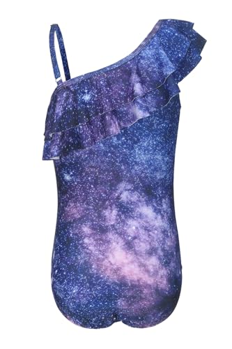 Image of Girls One Piece Swimsuits One Shoulder Ruffle Bathing Suit Kids Hawaiian Floral Swimwear 3-16 Years