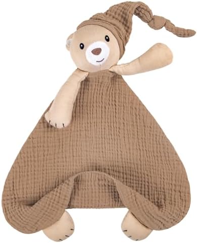 lulumoon Muslin Baby Lovey for Baby: Soft Bear Lovey for Self-Soothe