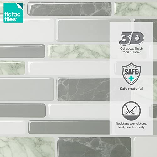 Tic Tac Tiles Peel and Stick Self Adhesive Removable Stick On Kitchen Backsplash Bathroom 3D Wall Sticker Wallpaper Tiles in Polito Designs (5 Sheets, Grigio) - Thumbnail 5