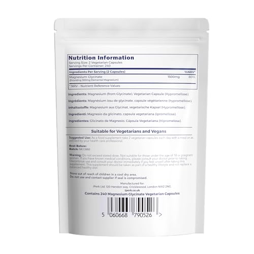 Magnesium Glycinate Capsules Provide 300 mg of Pure Elemental Magnesium Per Serving 240 Vegan Caps | Magnesium Supplement Non GMO, Dairy & Gluten Free - Image 5