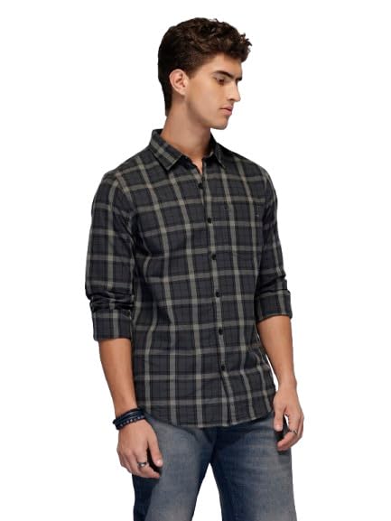 wrogn Men's Pure Cotton Shirt | Checkered Print | Oversized Fit-picture-15