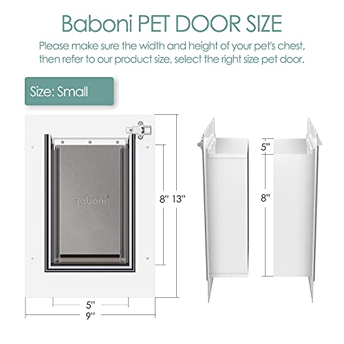 Baboni Pet Door for Wall, Steel Frame and Telescoping Tunnel, Aluminum Lock, Double Flap Dog Door and Cat Door, Strong… - Image 4