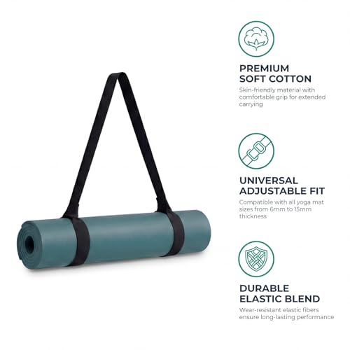 Lot de 2 sangles pour tapis de yoga, multi-usages, légères, sangles de transport avec boucles réglables pour tapis d'entraînement, tapis de pilates pour homme et femme (3,8 x 150 cm, noir et blanc – vue 3