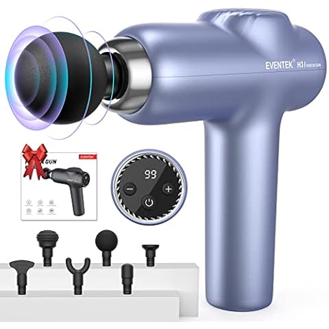 Muscle Massage Gun, EVENTEK Massage Gun with 6 Massage Heads and 20 Speeds, Powerful Muscle Massage Deep Tissue for Shoulder, Neck, Back, Super Sound-Off Hand-Held Massager for Gym, Home, Office Cover