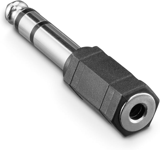 x100 - Lot de 100 Adaptateurs Jack 6.35 vers 3.5 - (Adaptateur Audio 6.35mm Mâle vers 3.5mm Femelle, Stéréo, Prise Casque, Audio Connecteur Stéréo pour Mélangeur Audio/Piano électrique/Clavier) Noir