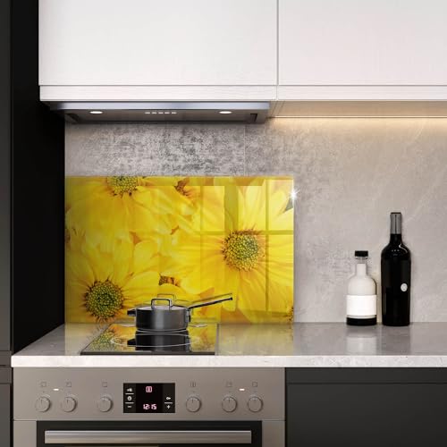 Planche à découper 80x52cm Wallfluent résistante à la cuisson avec décor pétales de fleurs