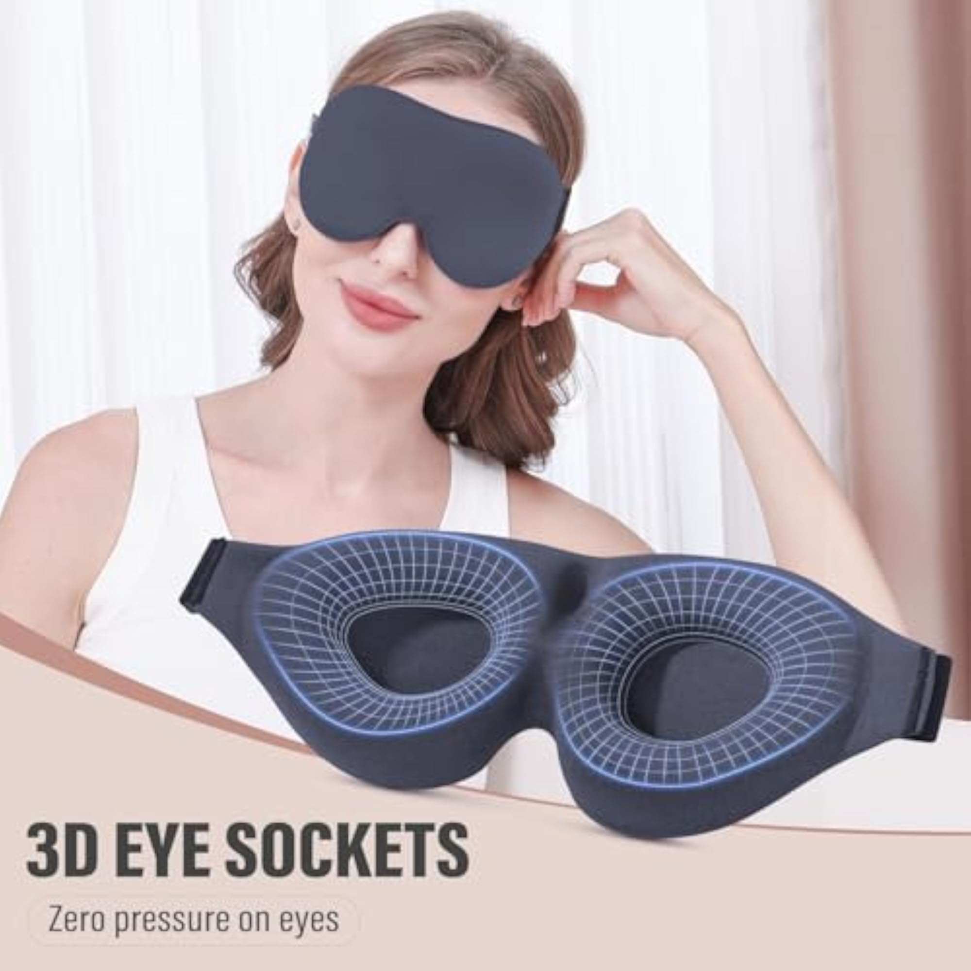 Soft Cooling Eye Mask for Sleeping, Adjustable Night Blindfold