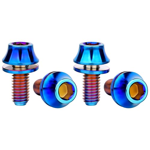 Image of Titanium M5x12mm with Washer Bicycle Water Bottle Cage Bolt 4 Pack