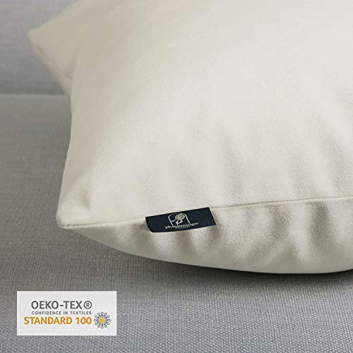 Phantoscope Pack of 2 Velvet Decorative Throw Decorative Pillow Cover Soft Solid Square Cushion Case for Couch Off White 12 x 20 inches 30 x 50 cm