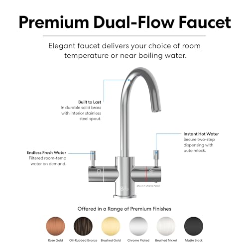 Brio 3-Stage Instant Hot Water Undersink Dispenser System with Dual Flow Faucet in Chrome Plated, Dispenses Hot & Room, NSF/ANSI 42, 53, 61 & 372, Filters Included by Brio - Image 2