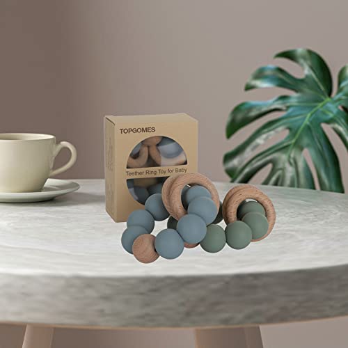 Image of Silicone Baby Teether, Food Grade Silicone & Beech Baby Teething Toy, BPA Free (Ether)