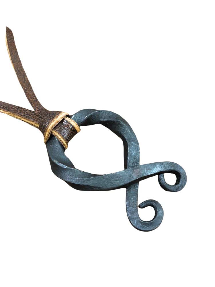 ARTIZANSTORE Forged Iron Troll Cross Viking Pendant, Viking Necklace for Adults, Unisex, Male, 90cm Black Leather Cord