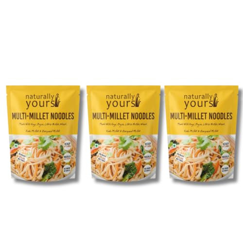 Image of Naturally Yours Multi Millet Hakka Noodles | Ragi, Bajra, Little, Kodo & Barnyard Millet with Whole Wheat | No Maida, No Onion No Garlic, Jain Friendly, Vegan, Preservative Free | 180g Pack of 3