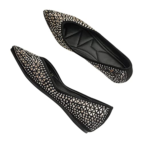 Hee grand Women's Slip On Ballet Flats Fashion Rhinestone Pointed Toe Shallow Flat Shoes Wedding Shoes for Party Wedding Shoes for Party3