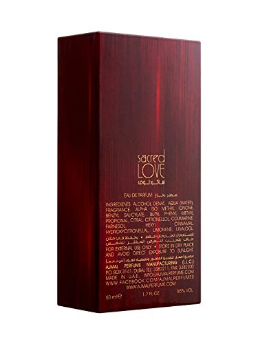 Ajmal Sacred Love EDP Floral Musky Perfume 50ml for Women and Aura Concentrated Perfume Oil Floral Fruity Alcohol-free Attar 10ml for Unisex, Pack of 2 (SacL_Aura_EDP_CP) - Image 4