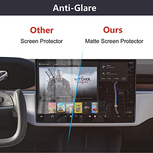 Hpair Navigation And Rear Screen Protector For 2023 2022 2021 Tesla Model X/S Refreshed (Long Range & Plaid) Tempered Glass Matte Anti-Glare 9H Anti-Scratch Car Accessories #TOP2