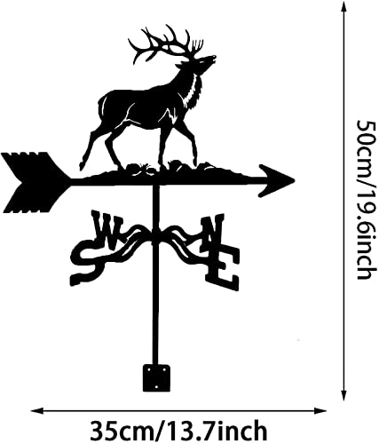 Massagers Handmade Deer Weather Vane Black Stainless Steel Farmhouse Weather Vane Measuring Tool For Roof Outdoor Garden Fitting Decor Direction Indicator #TOP6