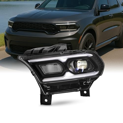 AKKON - Fits 2021-2024 Dodge Durango Black Bezel Style Projector Headlight Driver Left Side w/Halogen Signal + LED DRL
