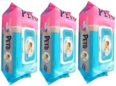 Kit C/3 Lenços Umedecidos Cães Gato - 160 Toalhas Higiênicas - Li...