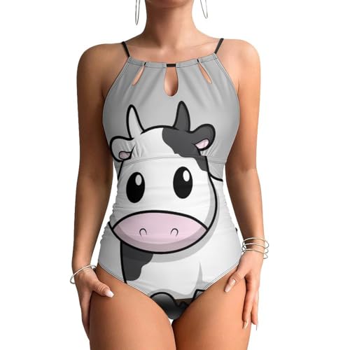 Vache en dessin animé maillots de bain une pièce femme contrôle ventre