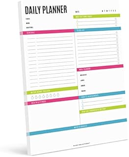 Bliss Collections Daily Planner with 50 Undated 210 x 297 mm Tear-Off Sheets, Vibrant Calendar, Organiser, Scheduler, Productivity Tracker, Meal Prep, Organise Tasks, Goals, Notes, Ideas, To Do Lists