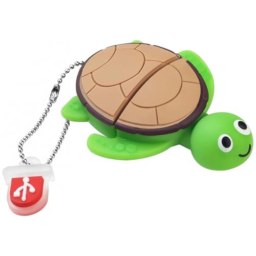 BorlterClamp Memoria USB de 64 GB, Unidad Flash Patrón de Tortuga Marina Lindo USB Memory Stick, Regalo para Estudiantes y Niños (Verde)