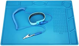 Soldering Mat,Insulation Silicone Welding Pad Repair Work Kit with Anti-Static Wrist,932°F Heat Resistant Silicone Work Pad for Soldering Iron,Phone and Computer Repair, 13.8X 9.8Inch
