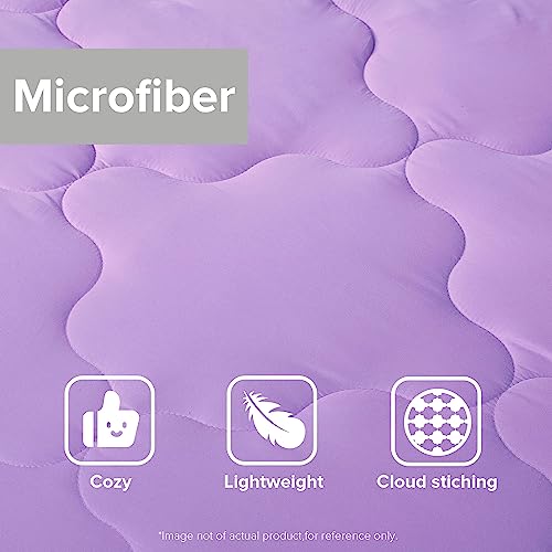 Image of Comfort Spaces Vixie Reversible Comforter Set - Trendy Casual Geometric Quilted Cover, All Season Down Alternative Cozy Bedding, Matching Sham, Lavendar /Gray, Twin /Twin XL 2 piece