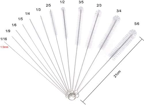 Vicloon Bottle Brush, 12 Pcs Long Bottle Cleaning Brushes, Tube Brush, Kettle Spout Brush, Straw Brush, Nylon Bottle Pipe Cleaner Set for Baby Bottle Tube Pipe Flask Straws Cleaning (White)