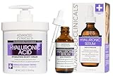 Advanced Clinicals Hyaluronic Acid Cream and Hyaluronic Acid Serum skin care set! Instant hydration for your face and body. Targets wrinkles and fine lines. Spa size 16oz cream & large 1.75oz serum.