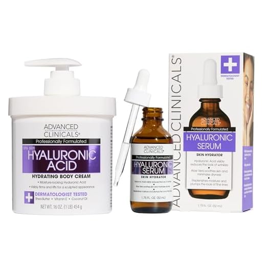 Advanced Clinicals Hyaluronic Acid Body Cream & Hyaluronic Acid Facial Serum Skin Care Bundle, Anti Aging Face & Body Moisturizer Targets Wrinkles, Dark Spots, Fine Lines, & Dry Skin, (2-Pack Bundle)
