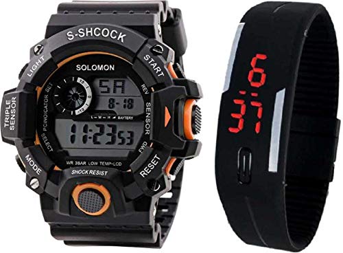 SELLORIA Digital Black Dial Silicone Bracelet Boys Kids Watch Combo Pack of 2-2020 Latest Watches