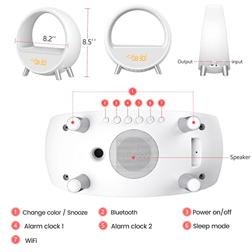 Dekala Arches Smart Sunrise Alarm Clock With Wireless Charger White Noise Sound Machine Ambient Night Light Bluetooth Speaker #TOP6