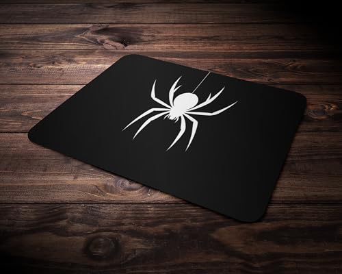 Image of Spider Design Mouse Pad, Black, Non-Slip Rubber Base, Smooth Surface, 190x229x3mm