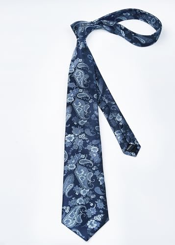 Image of Enlision Ties for Men Floral Tie Handkerchief Cufflinks Set Formal Flower Classic Mens Necktie & Pocket Square Wedding