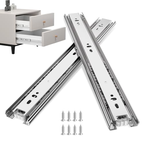 goldenwarm 5 Pair Metal Silver Drawer Slides 16 Inch, Side Mount Ball Bearing Full Extension Glides for Dresser, Tool Box, Trash Can, and Kitchen Cabinets, Heavy Duty 100 LB Capacity