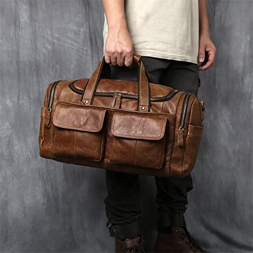 Vintage Men's Hand Luggage Bag Travel Bag Genuine Leather Large Capacity Single Shoulder Messenger for 14 Inch Laptop3