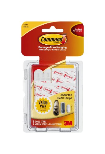 Command Refill Strips, White, 8 Small, 4 Medium, 4 Large/Pack - //coolthings.us