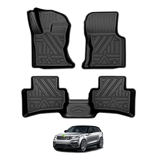 T TGBROS Floor Mats for Land Rover Range Rover Velar/Jaguar F-Pace 2017-2025 2026 All Weather Protection TPE 2 Rows Floor Liners Custom Fit for Range